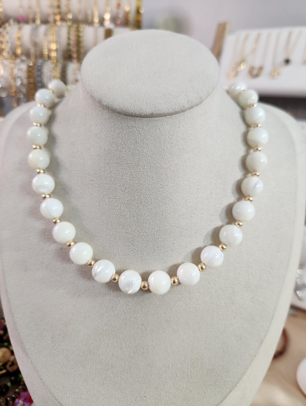 Mother Of Pearl Beaded Necklace